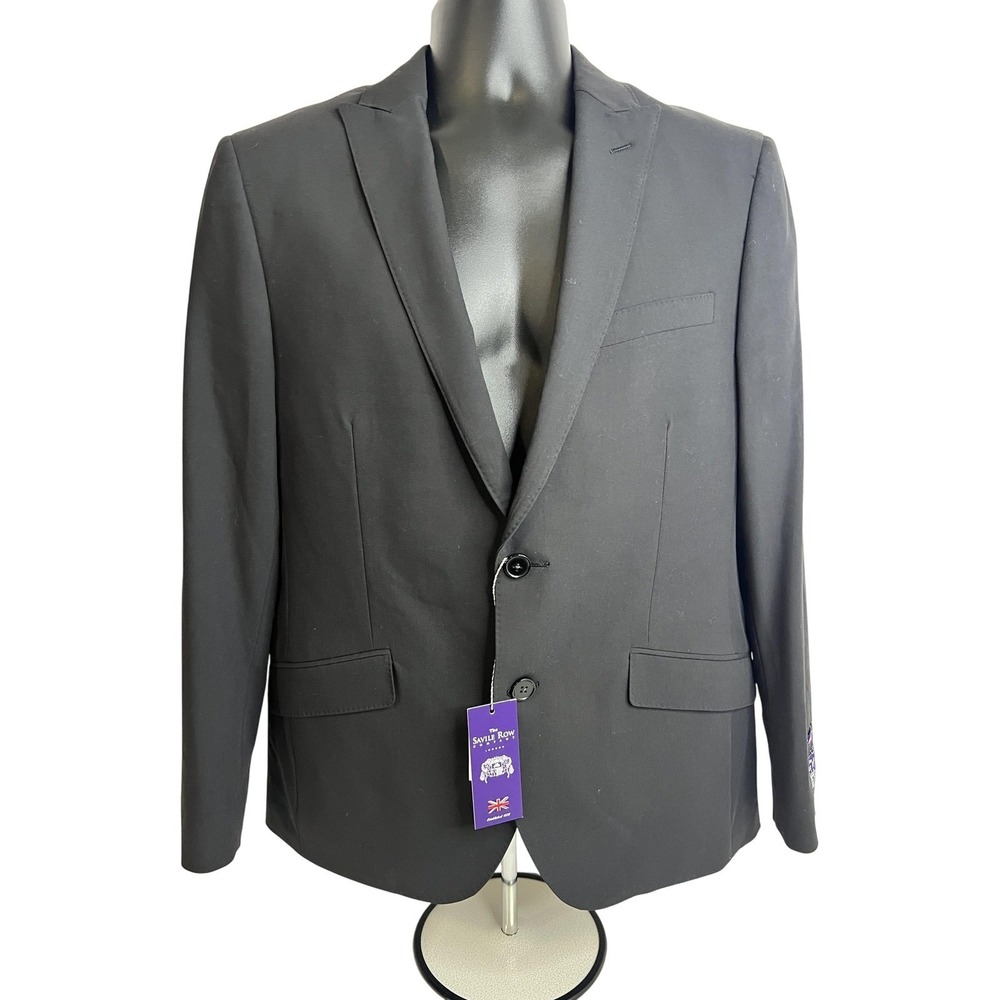 Savile Row Company Blazer Mens‎ 40S Black Brixton Two Button Formal Sport Coat